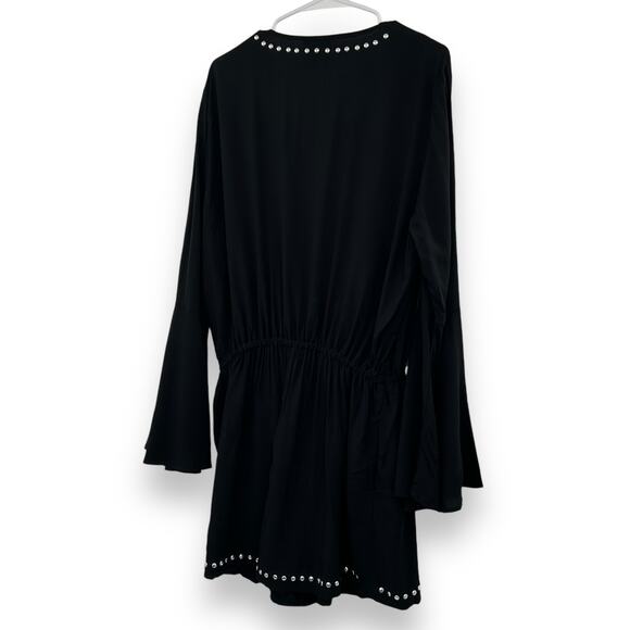 NWT BAR III Black Tell Me About It Stud Swimsuit Cover Up Romper XL Goth Beach - Picture 9 of 13